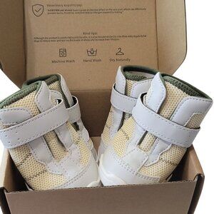 Aokown Breathable Dog Pet Shoes Anti-Slip Mesh Boots Beige & Green Durable Daily